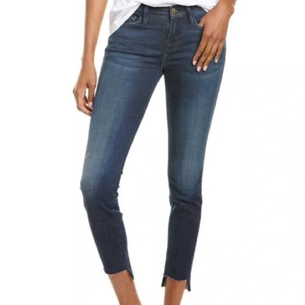 Frame Le Skinny de Jeanne Stagger Hem Jeans in Galvin size 28